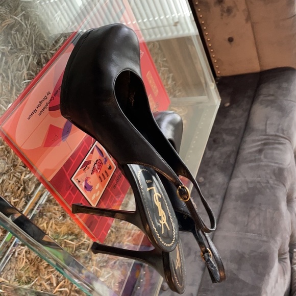 Rare YSL- Black leather Yves saint laurent Size 40 tribute sling back EUC!! - Picture 6 of 6
